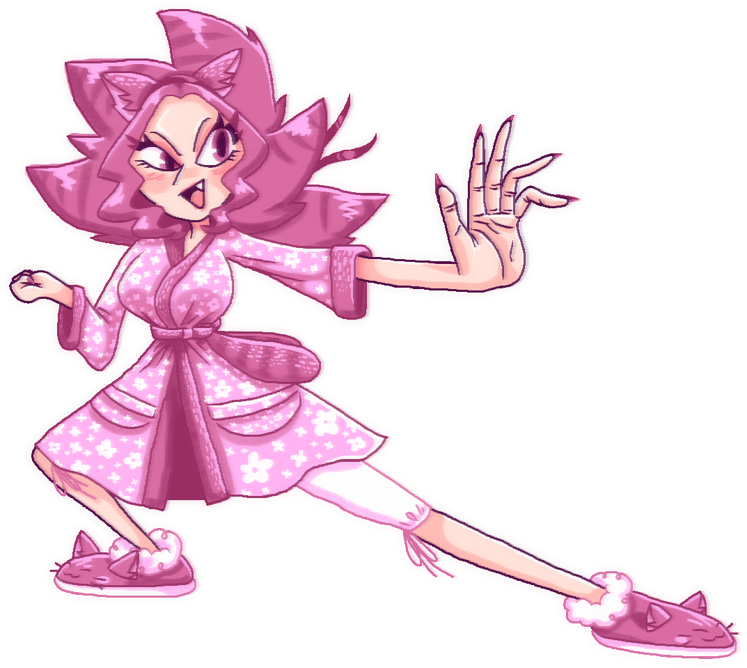 Тут зображена Анялу, рожева дівчина-кішка.